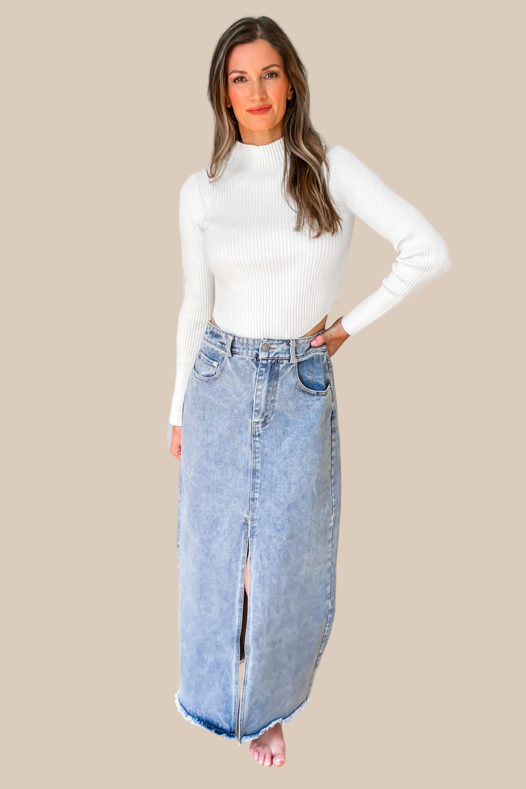 Mock neck hotsell cropped sweater