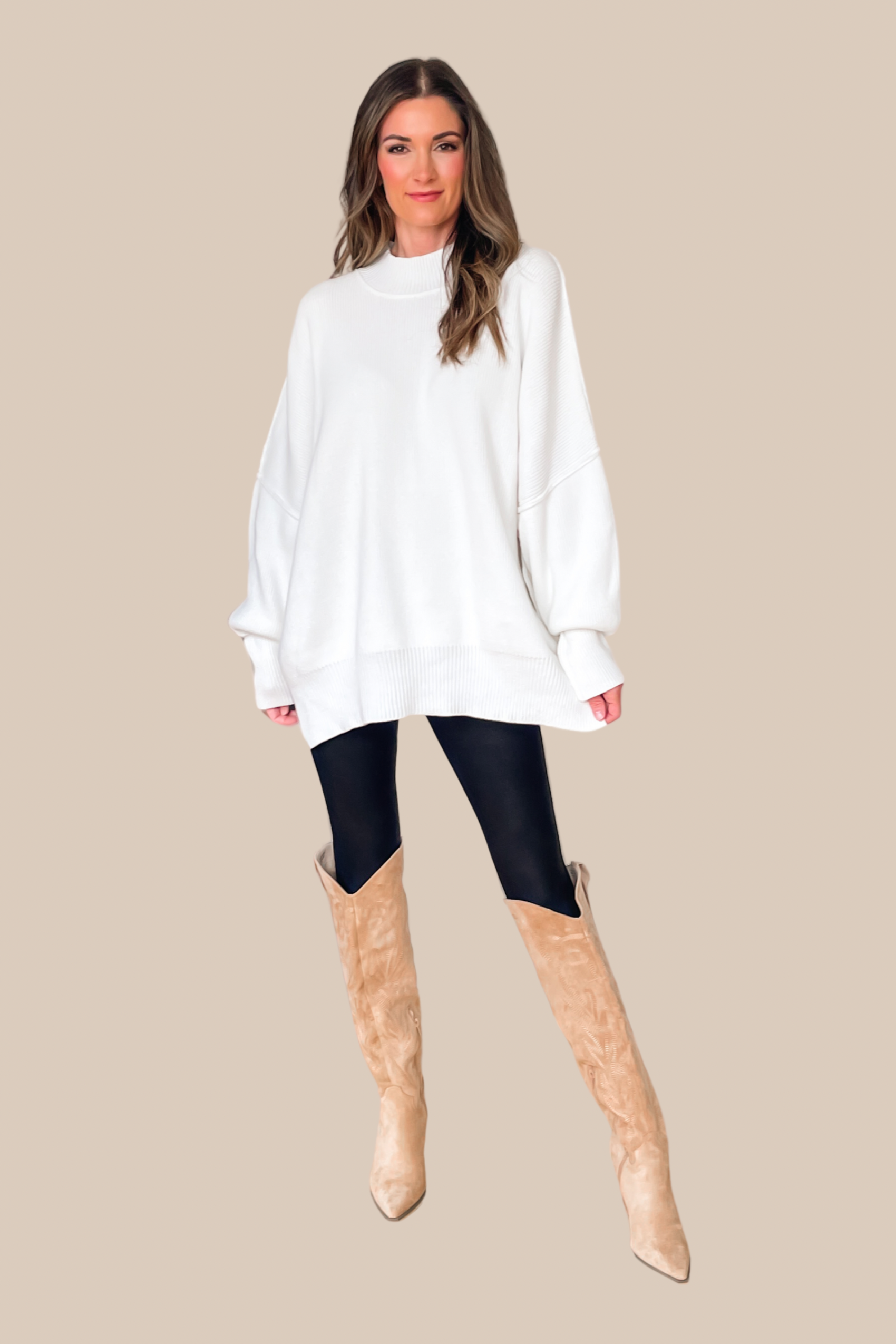 Eye Candy Tunic Sweater in Ivory