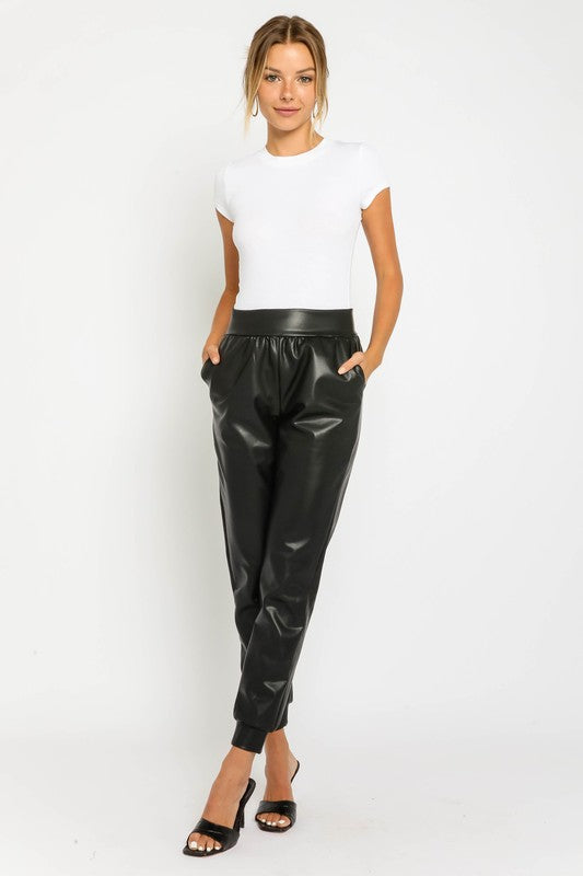 Weissman Faux Leather Jogger Pants