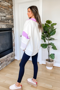 Elevate Colorblock Pullover - Cream/Lavender