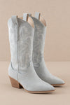 Lainey Western Embroidered Boot - Blue Suede