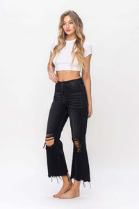 Happy Place 90's Crop Flare Jeans - Black