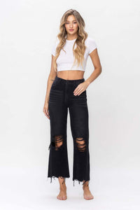 Happy Place 90's Crop Flare Jeans - Black