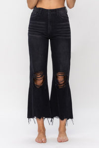 Happy Place 90's Crop Flare Jeans - Black