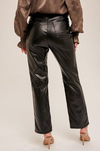 Girls Night Faux Leather Straight Leg Pants