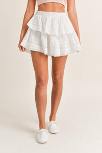 Summer Nights Lace Ruffle Mini Skirt - Off White