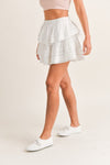 Summer Nights Lace Ruffle Mini Skirt - Off White