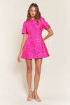 Time To Shine Mini Dress - Hot Pink