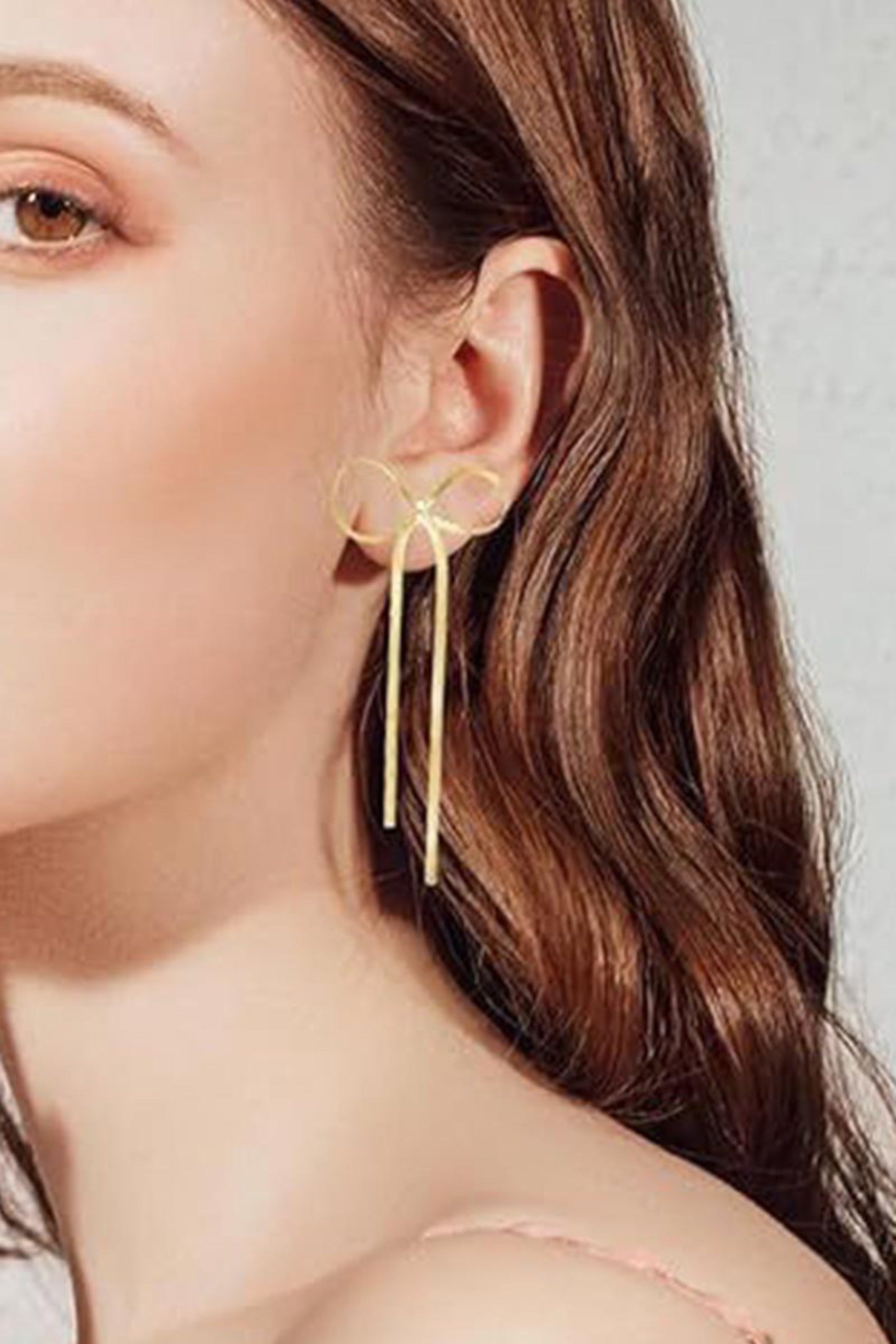 Gold Bow Tassel Earrings Ivy Olive Boutique