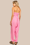 On The Move Strapless Jogger Jumpsuit - Pink