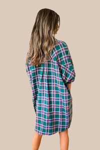 Back To My Roots Plaid Flannel Shirt Dress