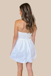 Maeve White Lace Up Strapless Bubble Mini Dress