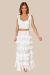 Mila Ruffle Two Piece Skirt Set - White - restock!