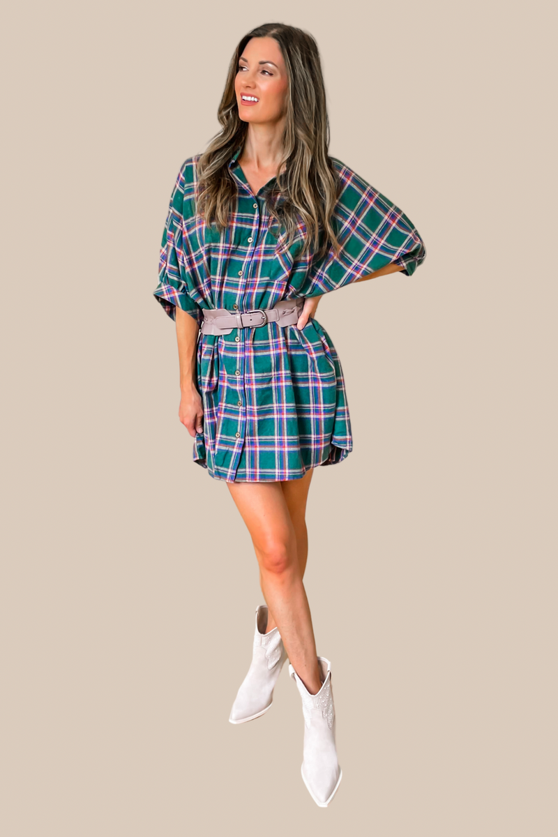 Back To My Roots Plaid Flannel Shirt Dress - SALE – Ivy & Olive Boutique