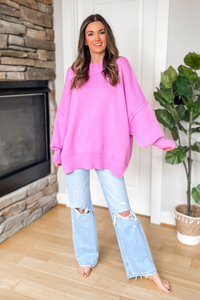 Kourtney Oversized Tunic Sweater - Lilac