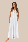 Catalina Wide Leg Textured Knit Jumpsuit - Off White - SALE