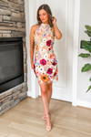 Love Era Floral Applique Halter Mini Dress