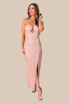 Talk Of The Party Deep Sweetheart Strapless Sequin Maxi Dress - Rose Gold - FINAL SALE