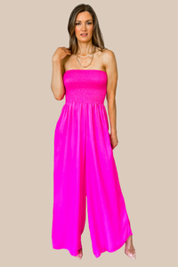 Callie Neon Fuchsia Wide Leg Jumpsuit - SALE