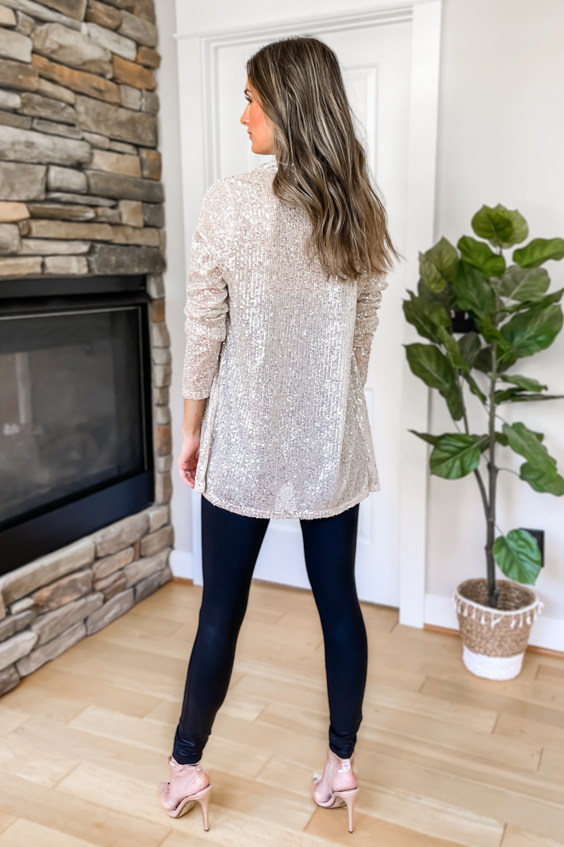 Shine Bright Sequin Blazer - Champagne