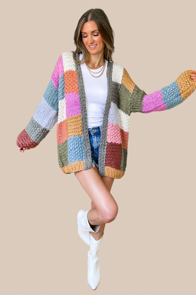 Cozy Mornings Colorblock Crochet Cardigan - Restock!