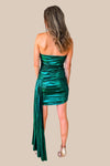 Metallic Ruched Strapless Bodycon Mini Dress - Emerald Green - FINAL SALE