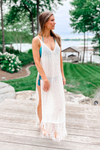 Boho Crochet Fringe Cover Up - Off White - SALE