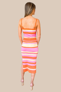 Endless Summer Pink Cut Out Striped Midi Dress