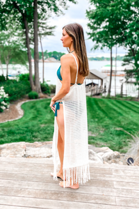 Boho Crochet Fringe Cover Up - Off White - SALE