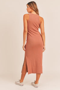 Only You Clay Ribbed Midi Dress - SALE