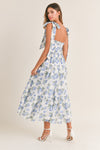 Florence Blue Floral Tie Strap Midi Dress