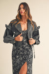 This Must Be Love Black Denim Ruffle Sleeve Moto Jacket - FINAL SALE