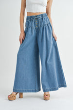 Maddie Pleated Wide Leg Denim Jeans