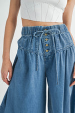 Maddie Pleated Wide Leg Denim Jeans