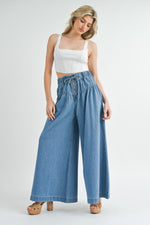 Maddie Pleated Wide Leg Denim Jeans