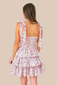 Serenity Floral Tiered Mini Dress - Cream