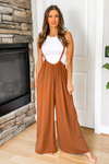 Morgan Wide Leg Pocketed Jumpsuit - Camel