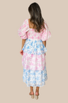 Tea Party Tiered Midi Dress - Pink and Blue