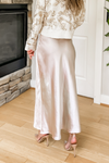 Date Night Satin Maxi Skirt - Champagne