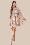 Let's Dance Tan Print Dress