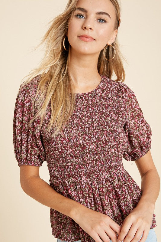 Follow Your Heart Mauve Floral Print Top - SALE