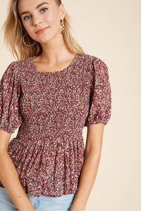 Follow Your Heart Mauve Floral Print Top - SALE