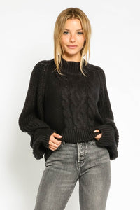 Another Time Black Cable Knit Sweater