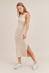 Only You Taupe Ribbed Midi Dress - SALE