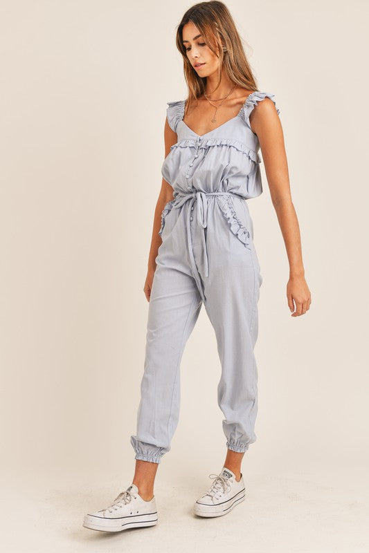 Until Lately Blue Jumpsuit - FINAL SALE