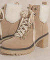 Margo Shearling Lace Up Boot Khaki - SALE