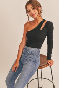 Someday Black One Shoulder Top