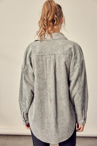 Washed Grey Corduroy Shacket - SALE