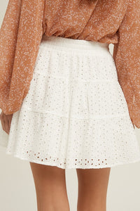 Fancy Like White Eyelet Mini Skirt - SALE