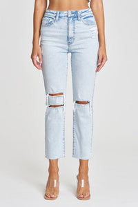 Reign High Rise Distressed Straight Jeans - SALE